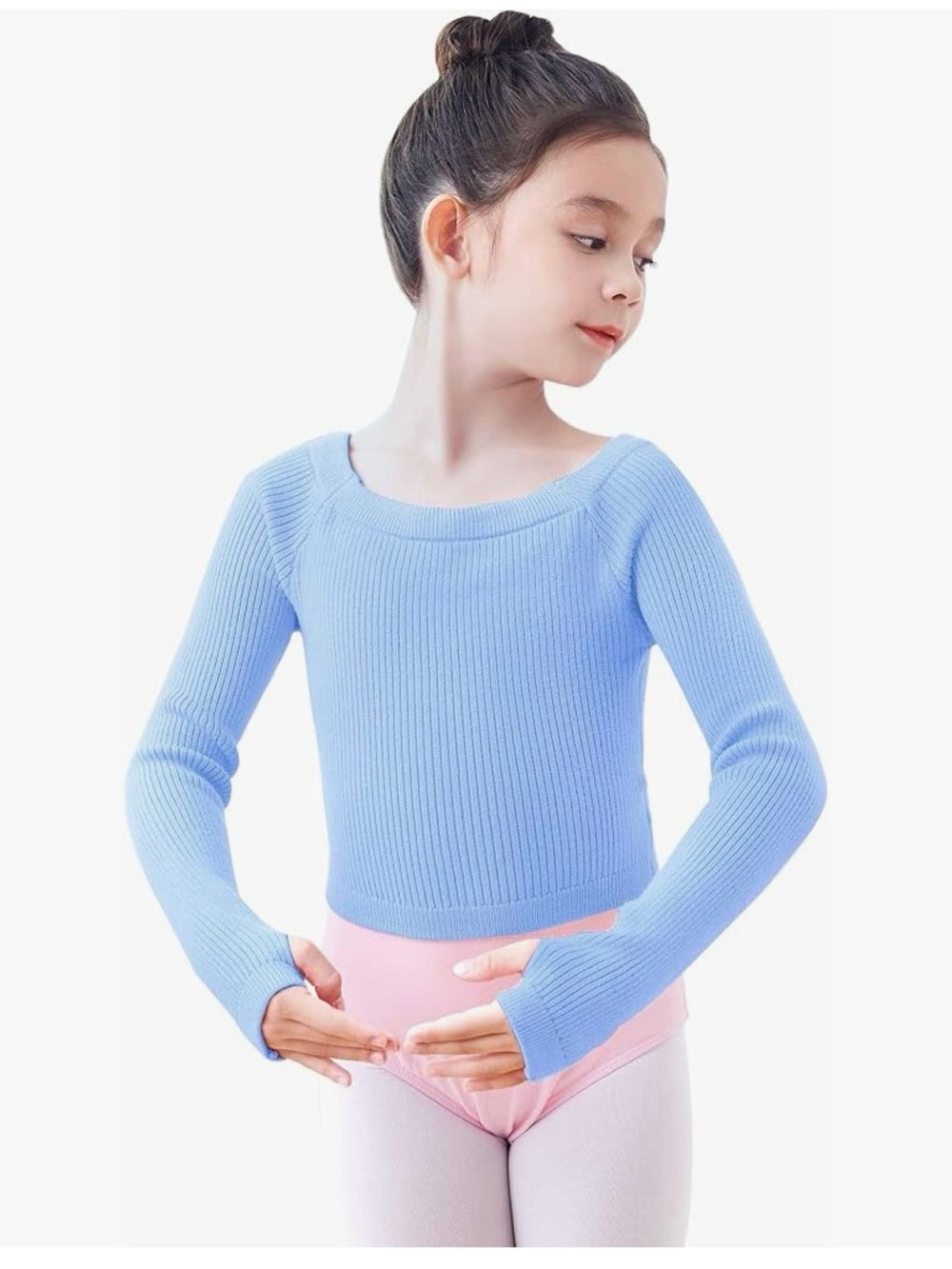 Daydance Girls Long Sleeve Dance Sweater Soft Ballet Warmup Pullover for Leotard